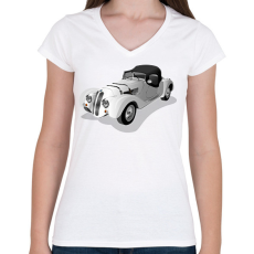PRINTFASHION Autó - Női V-nyakú póló - Fehér