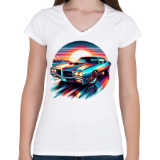 PRINTFASHION Autó - Női V-nyakú póló - Fehér női póló