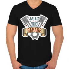 PRINTFASHION Auto Service - Férfi V-nyakú póló - Fekete