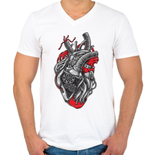 PRINTFASHION Autó szív - Férfi V-nyakú póló - Fehér férfi póló
