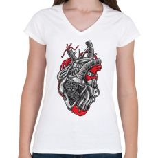 PRINTFASHION Autó szív - Női V-nyakú póló - Fehér