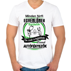 PRINTFASHION Autófényezők születésnapja - Férfi V-nyakú póló - Fehér