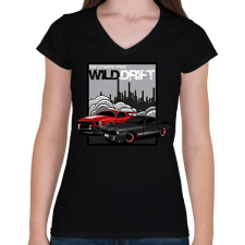 PRINTFASHION Autók - Női V-nyakú póló - Fekete női póló