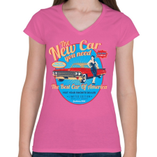 PRINTFASHION Autókereskedő - Női V-nyakú póló - Rózsaszín női póló