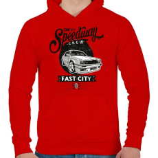 PRINTFASHION Autópálya - Férfi kapucnis pulóver - Piros