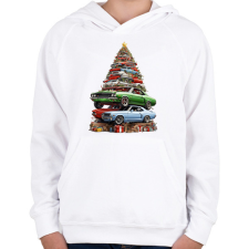 PRINTFASHION Autós karácsonyfa - Gyerek kapucnis pulóver - Fehér gyerek pulóver, kardigán