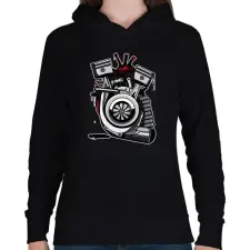 PRINTFASHION autós szív - Női kapucnis pulóver - Fekete női pulóver, kardigán