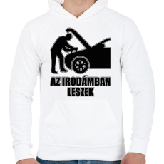 PRINTFASHION Autószerelő iroda - Férfi kapucnis pulóver - Fehér
