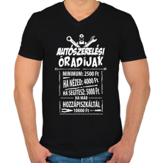 PRINTFASHION Autószerelő óradíjak - Férfi V-nyakú póló - Fekete