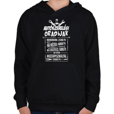 PRINTFASHION Autószerelő óradíjak - Gyerek kapucnis pulóver - Fekete