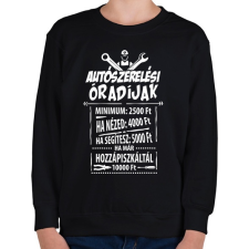 PRINTFASHION Autószerelő óradíjak - Gyerek pulóver - Fekete gyerek pulóver, kardigán
