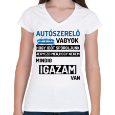 PRINTFASHION AUTÓSZERELŐ VAGYOK...2 - Női V-nyakú póló - Fehér női póló