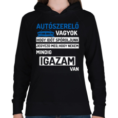 PRINTFASHION AUTÓSZERELŐ VAGYOK... - Női kapucnis pulóver - Fekete