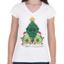 PRINTFASHION Avokádó karácsony - Női V-nyakú póló - Fehér női póló