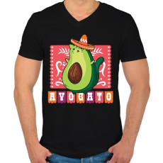 PRINTFASHION Avokádó macska - Férfi V-nyakú póló - Fekete