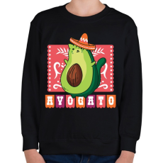 PRINTFASHION Avokádó macska - Gyerek pulóver - Fekete