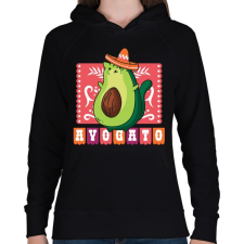 PRINTFASHION Avokádó macska - Női kapucnis pulóver - Fekete női pulóver, kardigán