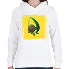 PRINTFASHION Avokádó ölelés - Női kapucnis pulóver - Fehér női pulóver, kardigán