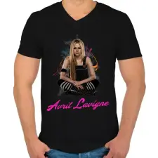 PRINTFASHION avril lavigne 2 - Férfi V-nyakú póló - Fekete férfi póló