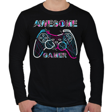 PRINTFASHION awesome  gamer - Férfi hosszú ujjú póló - Fekete