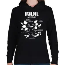 PRINTFASHION Axolotl anatómia - Női kapucnis pulóver - Fekete női pulóver, kardigán