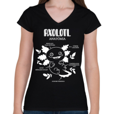 PRINTFASHION Axolotl anatómia - Női V-nyakú póló - Fekete