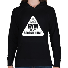 PRINTFASHION Az edzőterem a második otthonom - Női kapucnis pulóver - Fekete női pulóver, kardigán