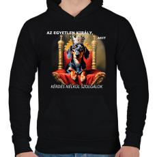 PRINTFASHION AZ EGYETLEN KIRÁLY - Férfi kapucnis pulóver - Fekete