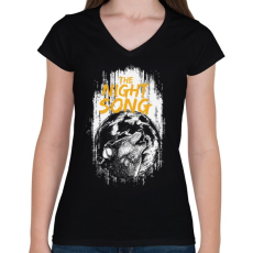 PRINTFASHION Az éjszaka hangja - Női V-nyakú póló - Fekete