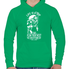 PRINTFASHION Az élet egy utazás - Férfi kapucnis pulóver - Zöld férfi pulóver, kardigán