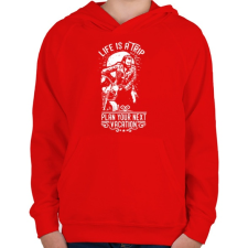 PRINTFASHION Az élet egy utazás  - Gyerek kapucnis pulóver - Piros gyerek pulóver, kardigán