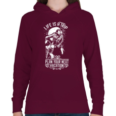 PRINTFASHION Az élet egy utazás  - Női kapucnis pulóver - Bordó