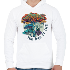 PRINTFASHION Az élet fája - Férfi kapucnis pulóver - Fehér férfi pulóver, kardigán