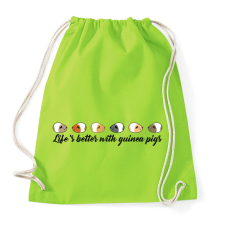 PRINTFASHION Az élet jobb tengerimalacokkal - Sportzsák, Tornazsák - Limezöld tornazsák