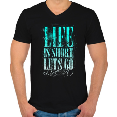 PRINTFASHION Az élet rövid - Férfi V-nyakú póló - Fekete