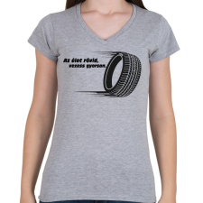 PRINTFASHION Az élet rövid - Női V-nyakú póló - Sport szürke női póló