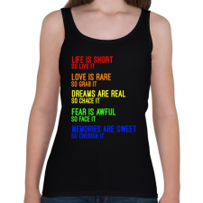 PRINTFASHION Az élet rövid, szóval éld meg - Női atléta - Fekete női trikó