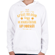 PRINTFASHION Az élet túl rövid - Macska - Gyerek kapucnis pulóver - Fehér gyerek pulóver, kardigán