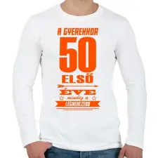 PRINTFASHION Az első 50 év! - Férfi hosszú ujjú póló - Fehér férfi póló