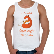 PRINTFASHION Az első anyák napja! [egyedi névvel] - Férfi atléta - Fehér