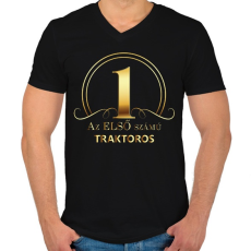 PRINTFASHION Az első számú traktoros - Arany - Férfi V-nyakú póló - Fekete