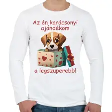 PRINTFASHION Az én ajándékom a legszuperebb - Férfi hosszú ujjú póló - Fehér férfi póló