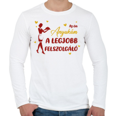 PRINTFASHION Az én anyukám - Felszolgáló - Férfi hosszú ujjú póló - Fehér