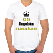 PRINTFASHION Az én anyukám - Férfi V-nyakú póló - Fehér férfi póló