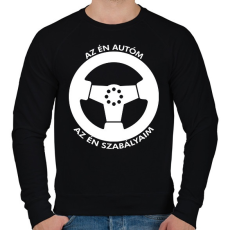 PRINTFASHION Az én autóm az én szabályaim - Férfi pulóver - Fekete