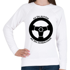 PRINTFASHION Az én autóm az én szabályaim - Női pulóver - Fehér