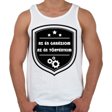 PRINTFASHION Az én garázsom, az én törvényeim - Férfi atléta - Fehér atléta, trikó