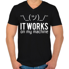 PRINTFASHION Az én gépemen működik - Férfi V-nyakú póló - Fekete férfi póló