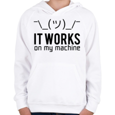 PRINTFASHION Az én gépemen működik - Gyerek kapucnis pulóver - Fehér