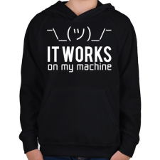 PRINTFASHION Az én gépemen működik - Gyerek kapucnis pulóver - Fekete gyerek pulóver, kardigán